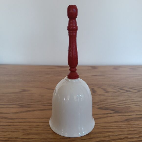 Vintage Giftco Christmas Porcelain "Seasons Greetings" Dinner Bell Skating Goose - Picture 7 of 10